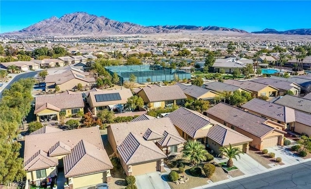 aerial view with a residential view and a mountain view