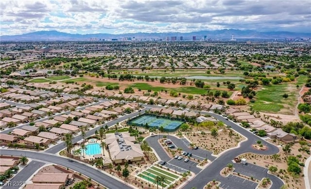 aerial view with a residential view and a mountain view