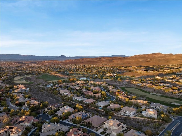 drone / aerial view with a residential view and a mountain view