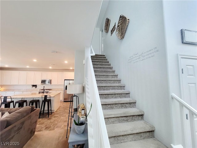 stairway with recessed lighting