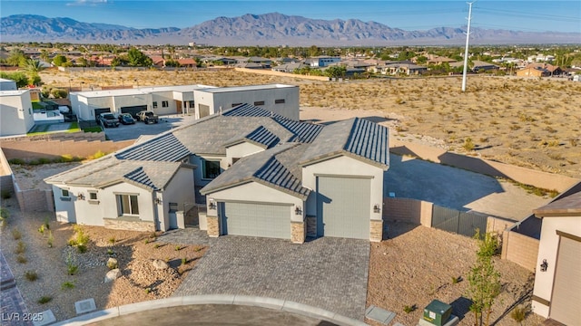 aerial view with a residential view and a mountain view