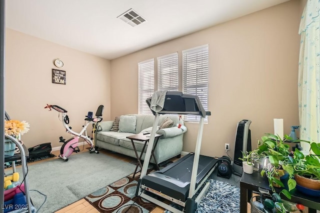 exercise room with visible vents