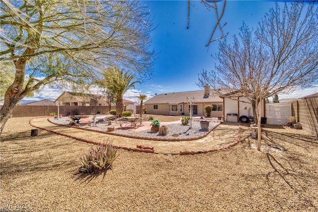 back of house with a patio area, a fenced backyard, and stucco siding