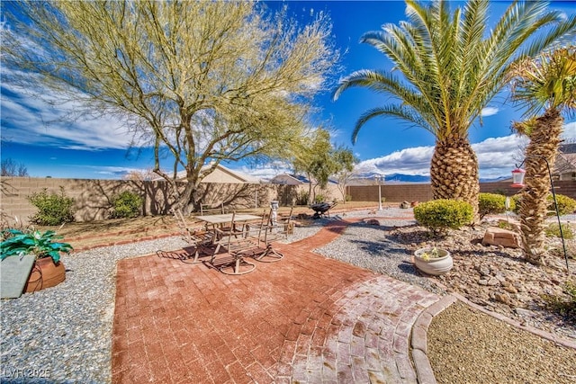 view of yard with a patio area and a fenced backyard