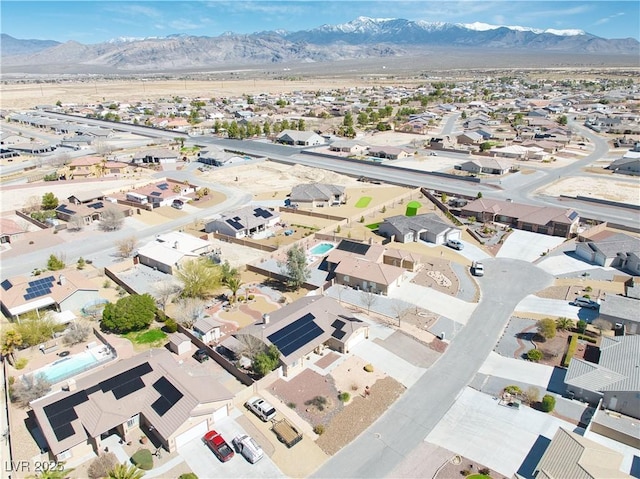 aerial view with a residential view and a mountain view