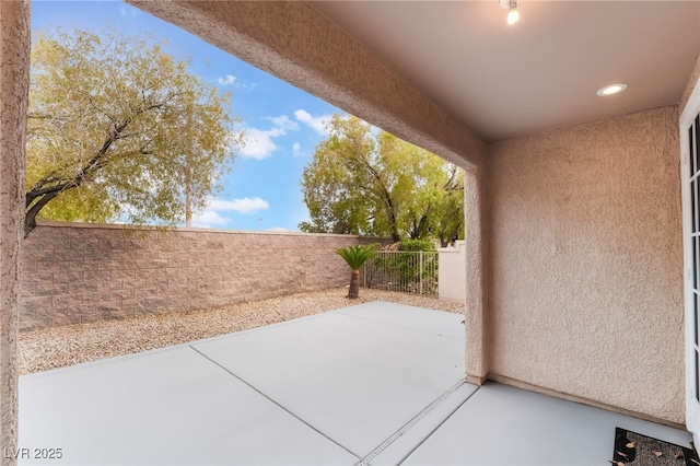 view of patio featuring a fenced backyard