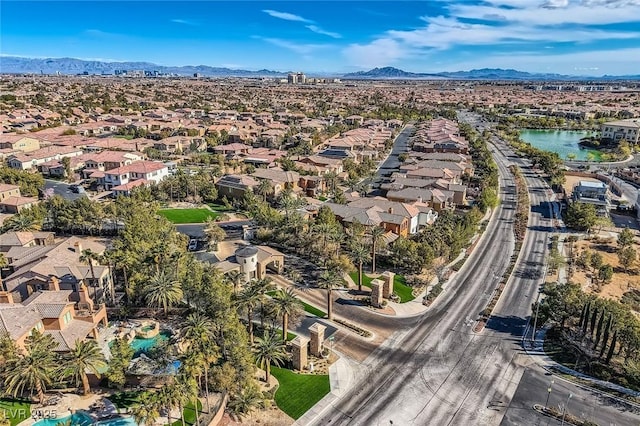 aerial view with a residential view and a mountain view