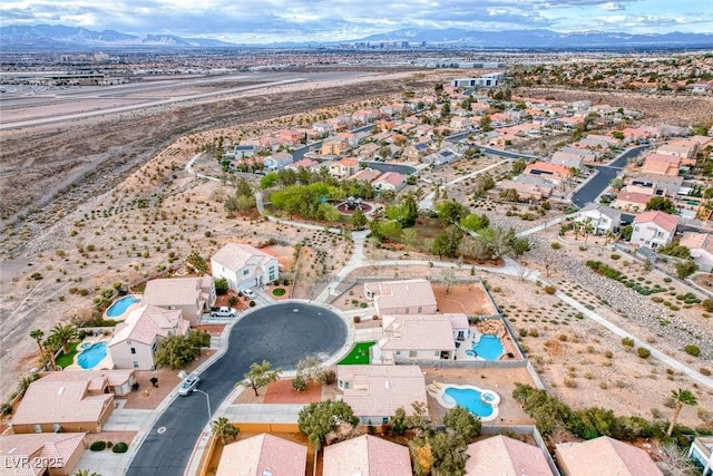 aerial view with a residential view and a mountain view