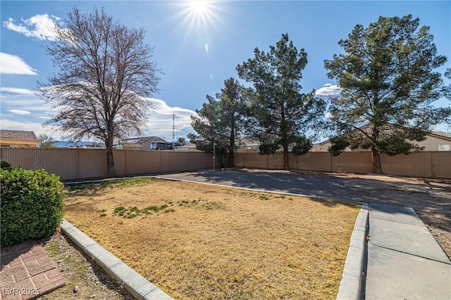 view of yard featuring a fenced backyard