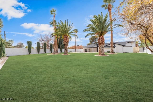 view of yard with a fenced backyard