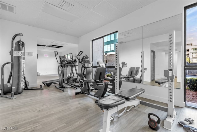 gym with visible vents and wood finished floors