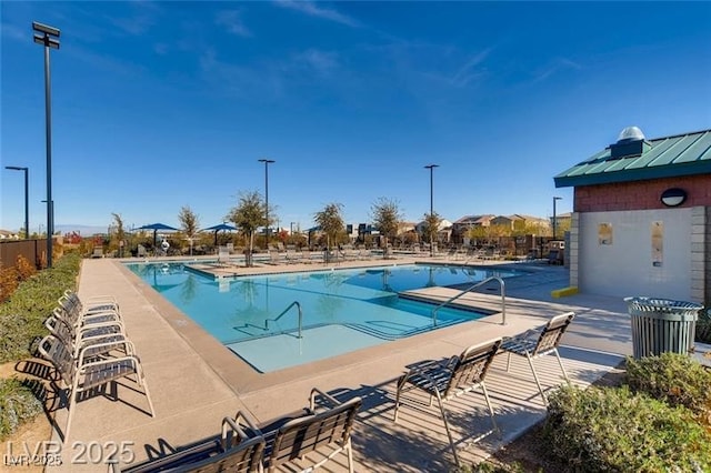 pool with a patio area