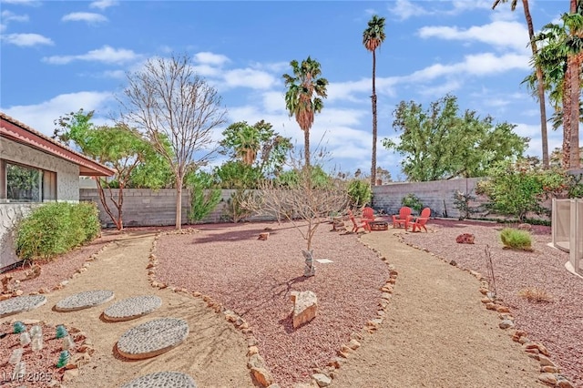 view of yard featuring a fenced backyard