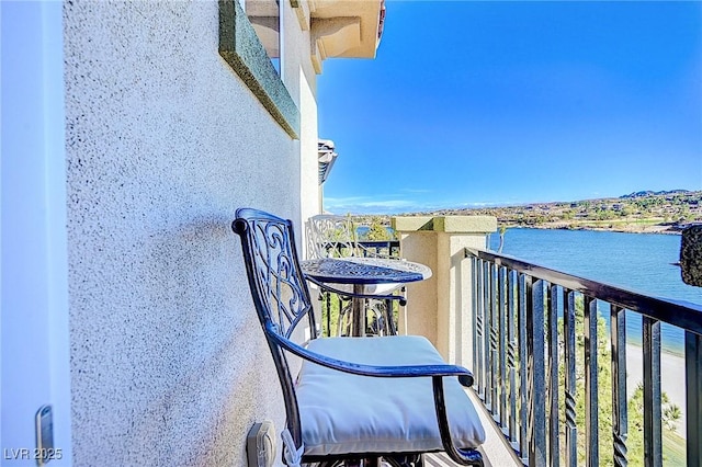 balcony with a water view