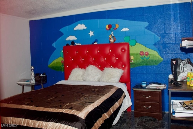 bedroom with a textured ceiling