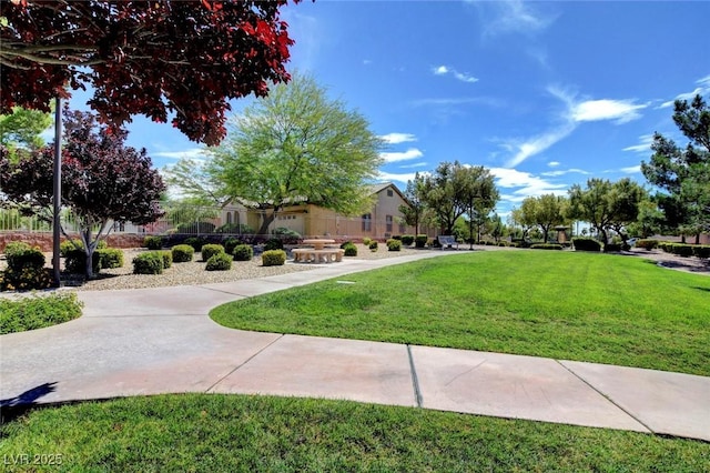 view of property's community featuring a lawn