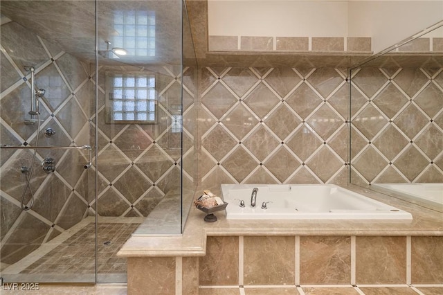 9801 Orient Express Ct, Las Vegas, NV 89145 - full bathroom with a jetted tub and a shower stall