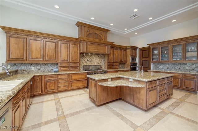 9801 Orient Express Ct, Las Vegas, NV 89145 - kitchen with recessed lighting, appliances with stainless steel finishes, visible vents, and a sink