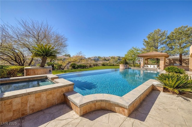 9801 Orient Express Ct, Las Vegas, NV 89145 - outdoor pool featuring an in ground hot tub and a gazebo