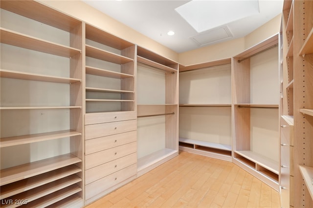 spacious closet with light wood-style floors