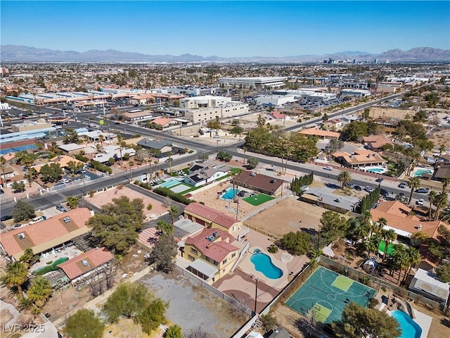 aerial view featuring a mountain view