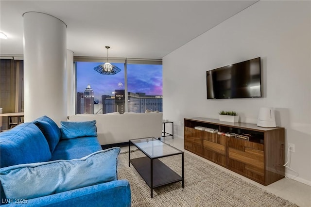 living area with baseboards