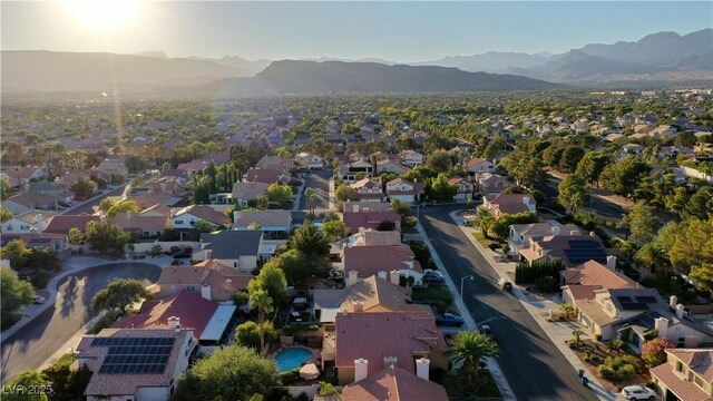 aerial view with a residential view and a mountain view