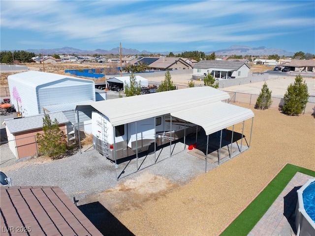 aerial view with a mountain view and a residential view