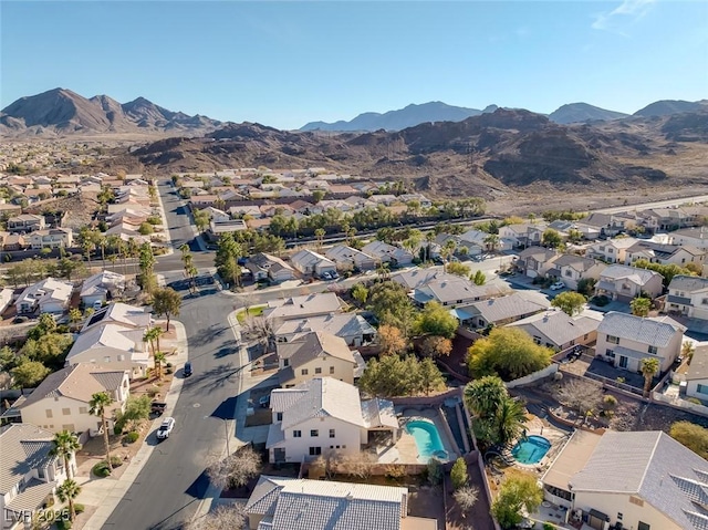 bird's eye view with a mountain view and a residential view