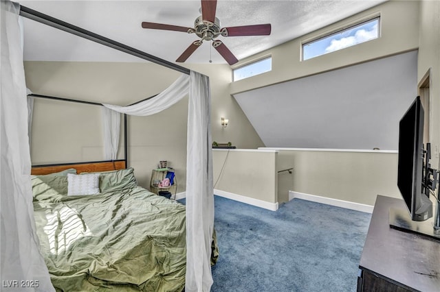 bedroom featuring baseboards, a ceiling fan, and carpet flooring