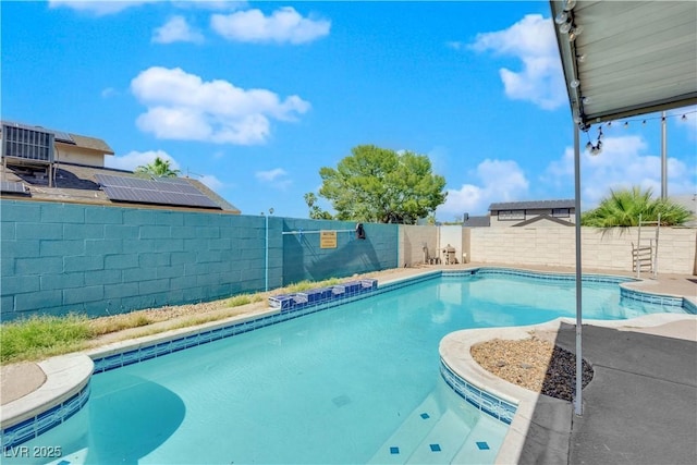 view of pool featuring a fenced in pool and a fenced backyard