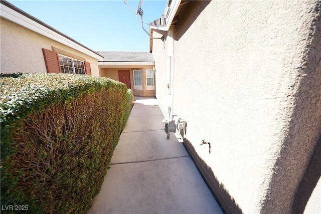 view of property exterior with stucco siding