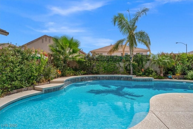 view of swimming pool with a fenced in pool and a fenced backyard