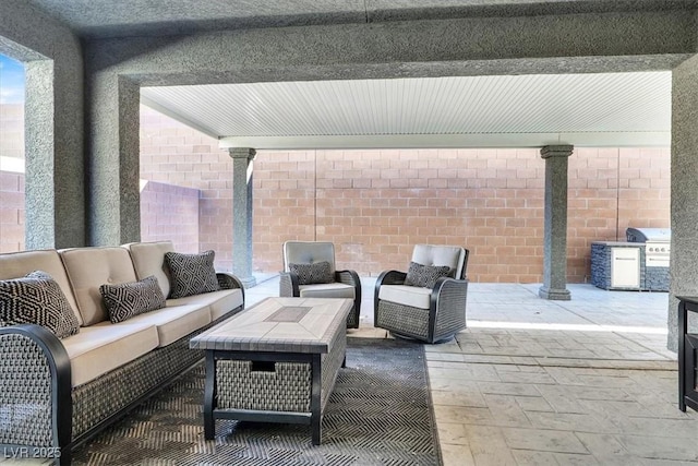 view of patio / terrace featuring an outdoor living space