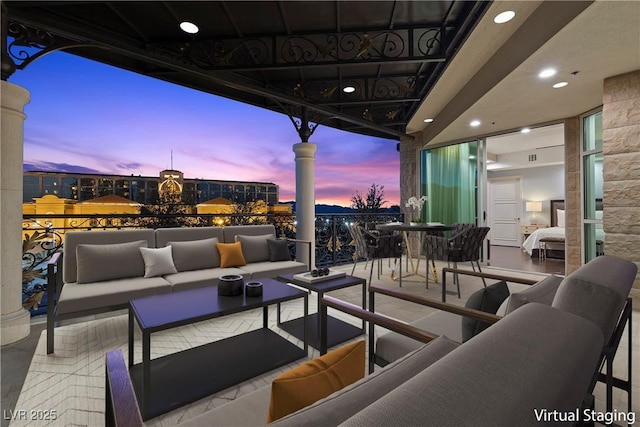 view of patio / terrace with outdoor lounge area and a balcony