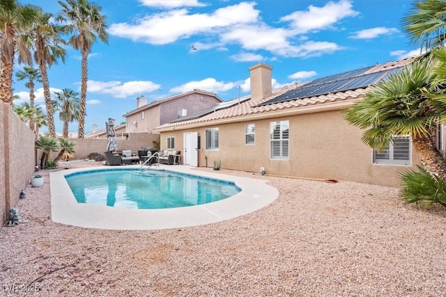 view of pool featuring a fenced in pool, a patio, and a fenced backyard