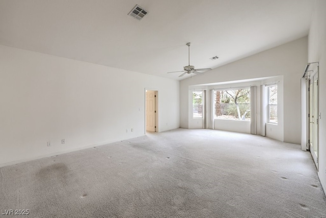 3710 E Oquendo Rd, Las Vegas, NV 89120 - unfurnished room with light carpet, ceiling fan, and lofted ceiling
