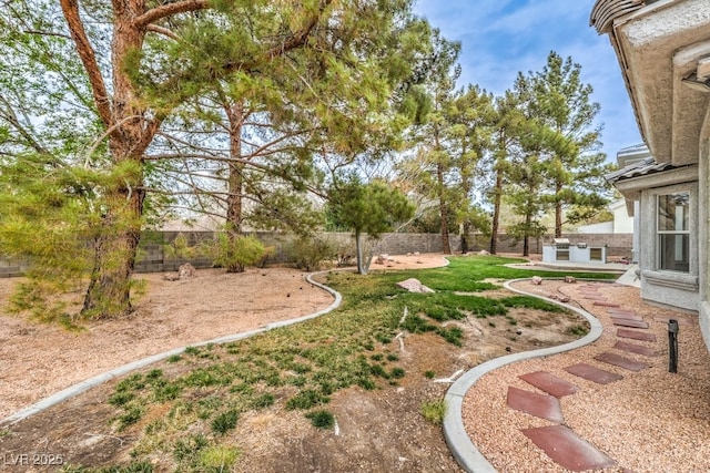 view of yard featuring a fenced backyard