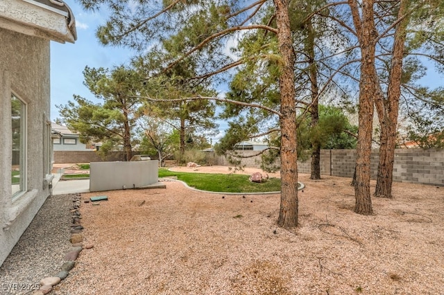 view of yard with a fenced backyard