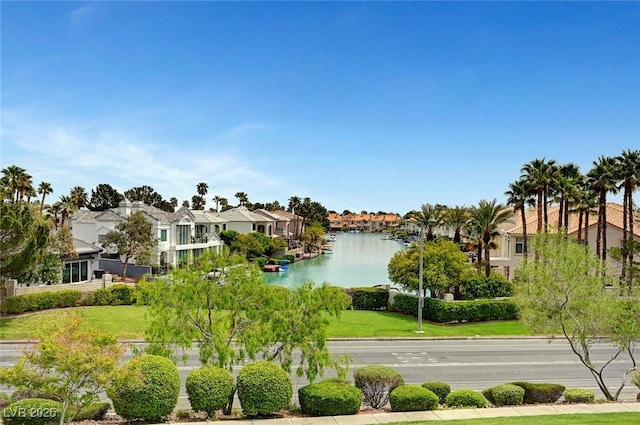 property view of water with a residential view