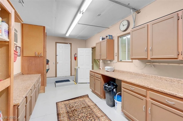 kitchen featuring built in study area