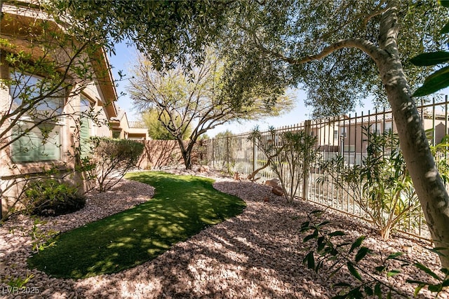 view of yard featuring a fenced backyard