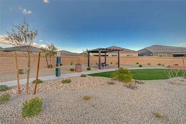 view of yard with a patio and a fenced backyard