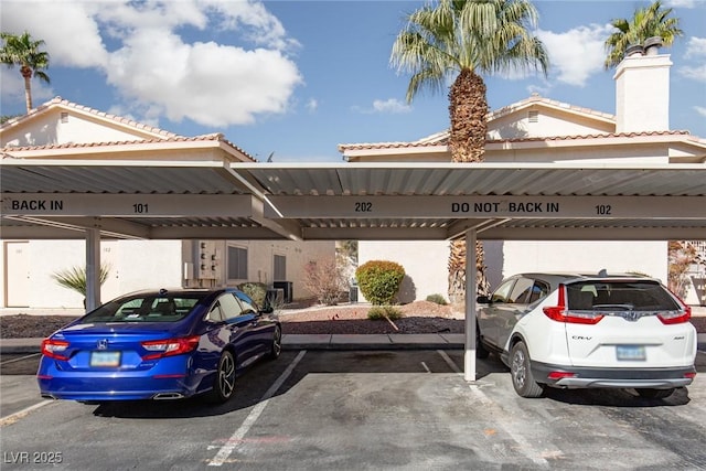 view of covered parking lot