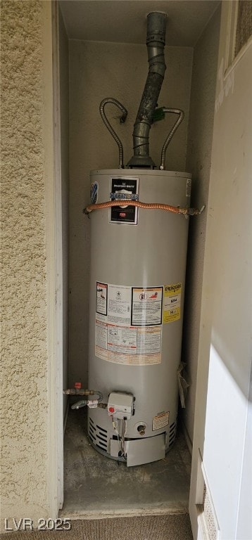 utility room featuring gas water heater