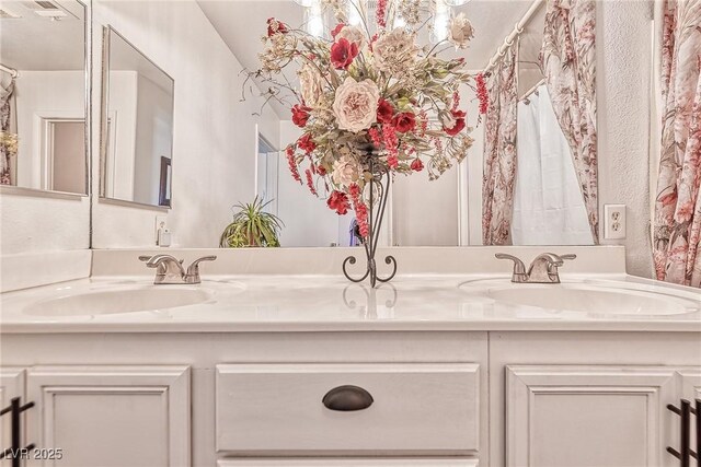 bathroom featuring double vanity and a sink