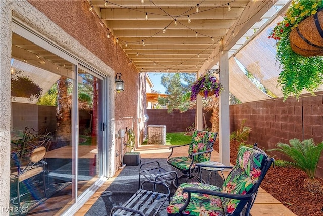 view of patio featuring a fenced backyard