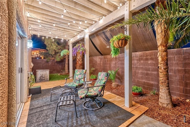 view of patio featuring a fenced backyard