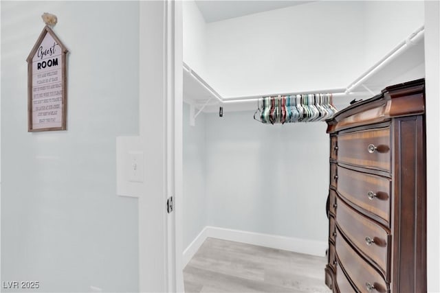 spacious closet with light wood-type flooring