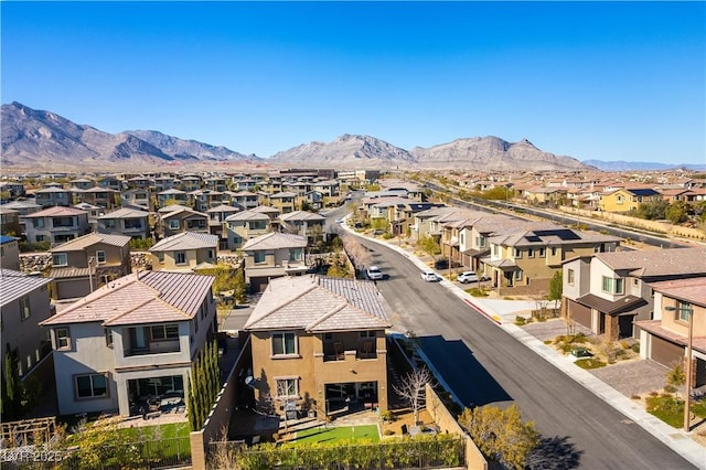 view of mountain feature with a residential view